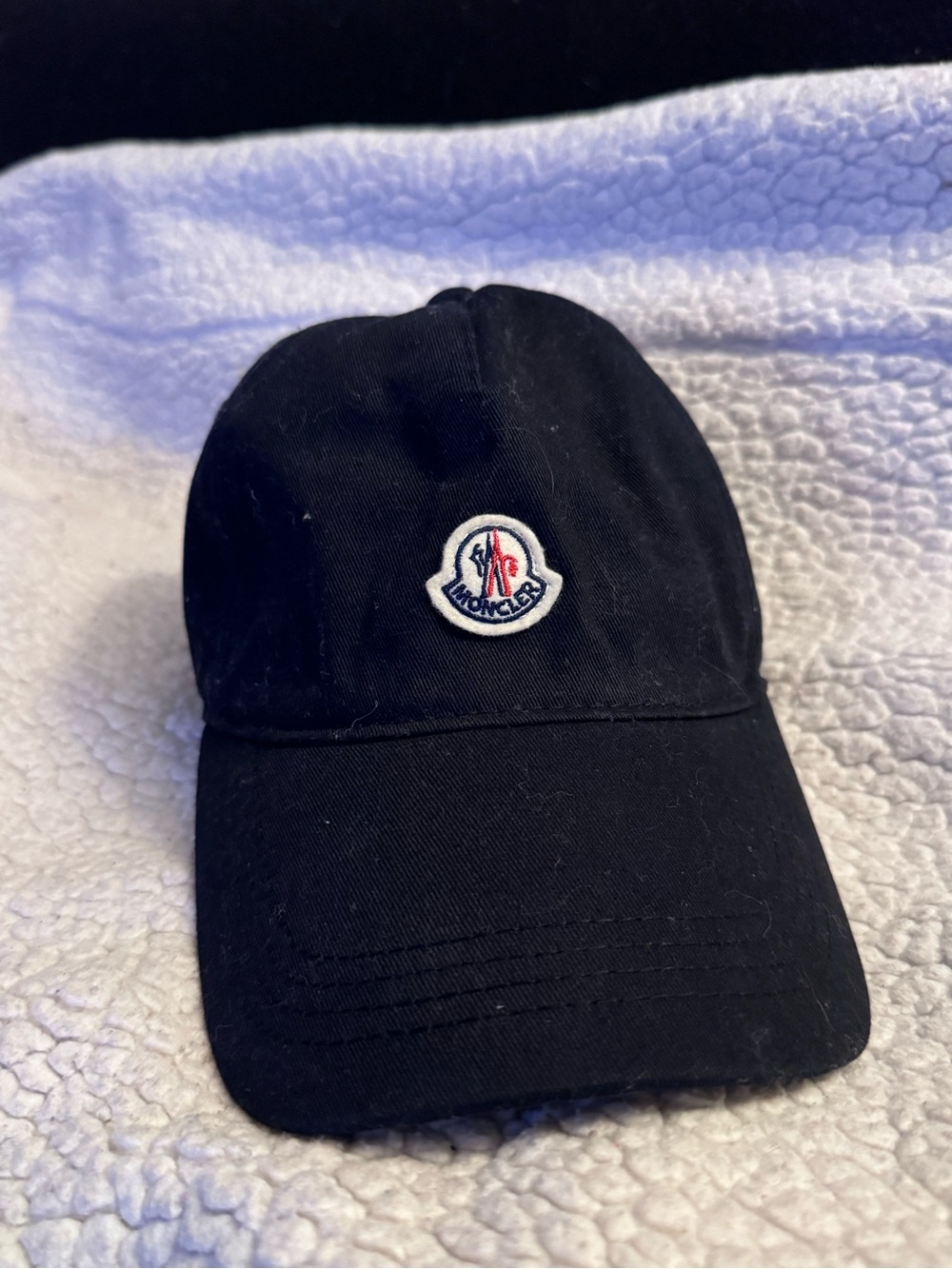 Moncler Black Baseball Cap with Embroidered Logo Patch